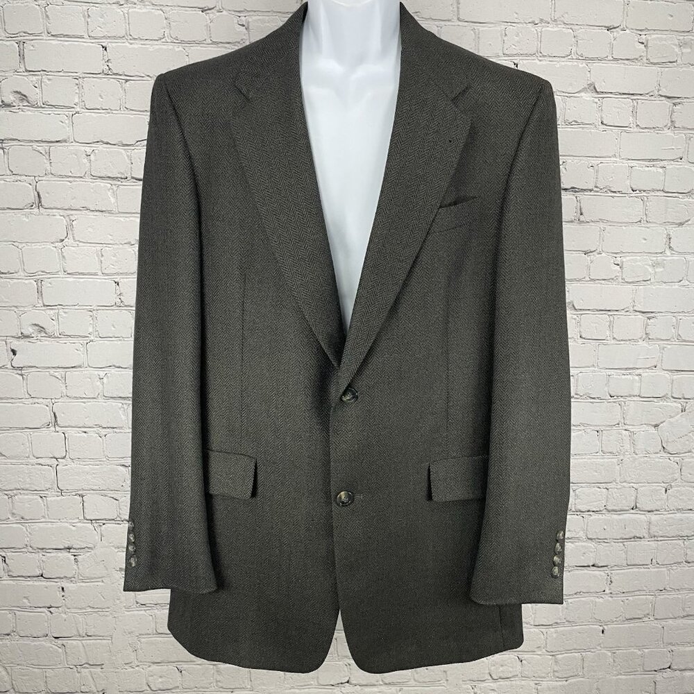 Hart Schaffner Marx Wool Herringbone 2 Button Blazer Sport Coat USA Size 40L